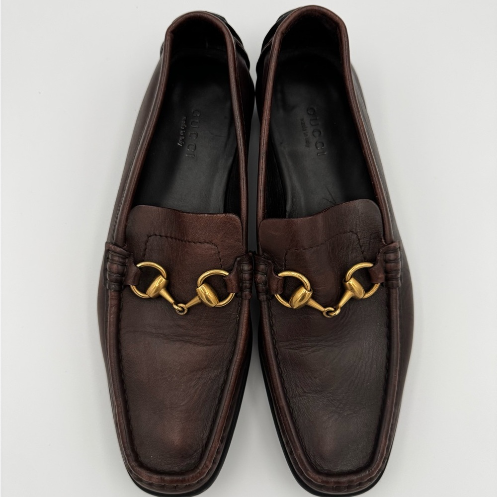 Gucci Brown Gold Loafers Slip-Ons